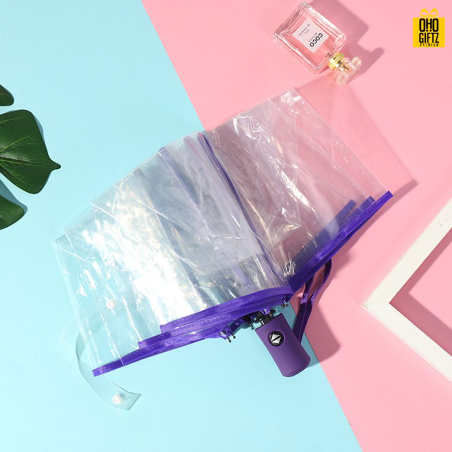 ร่มโปร่งใสอัตโนมัติ สกรีนโลโก้ ทำเป็นสินค้าพรีเมี่ยม ของชำร่วย