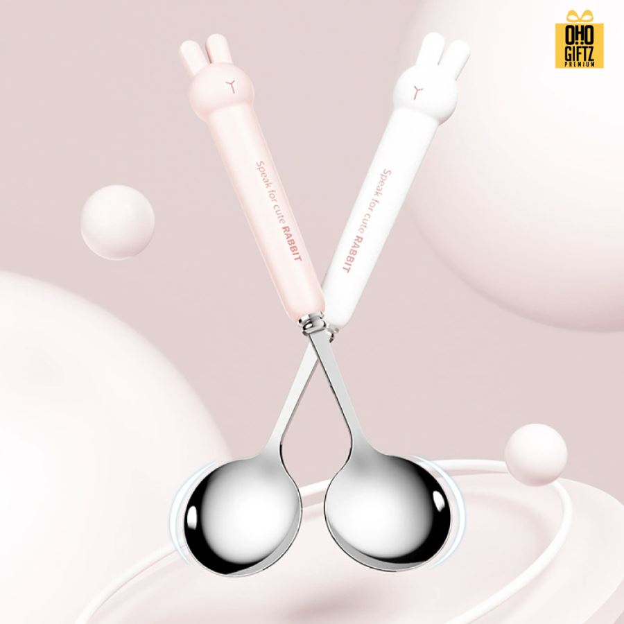 กล่องใส่ช้อนส้อมตะเกียบ กระต่าย สกรีนชื่อ สกรีนโลโก้ ทำเป็นของพรีเมี่ยมได้