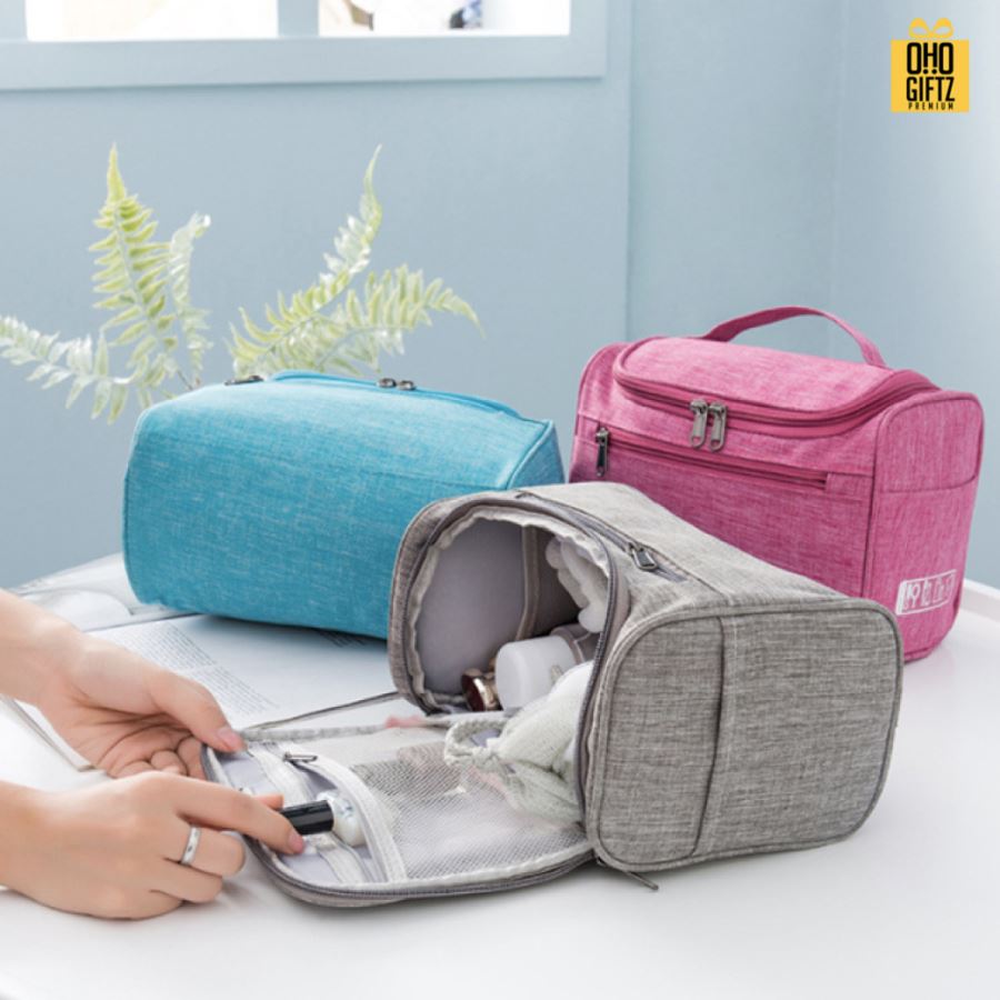 กระเป๋าเครื่องสำอาง ผ้าoxford สกรีนโลโก้ ทำเป็นของพรีเมี่ยม