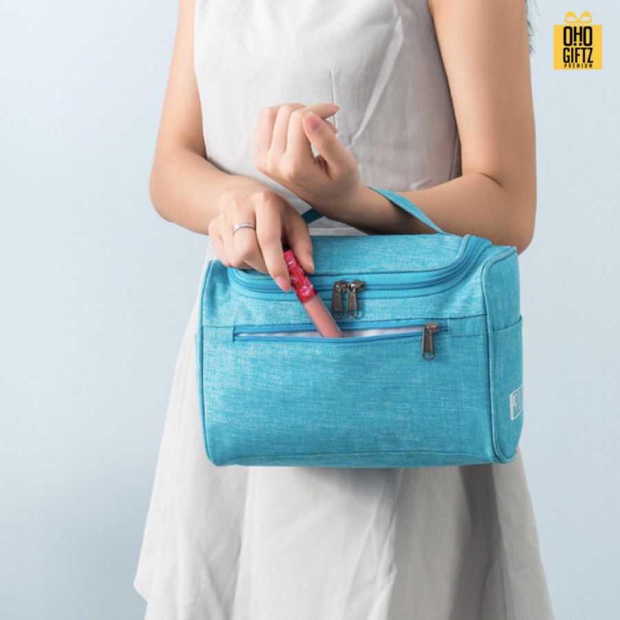 กระเป๋าเครื่องสำอาง ผ้าoxford สกรีนโลโก้ ทำเป็นของพรีเมี่ยม