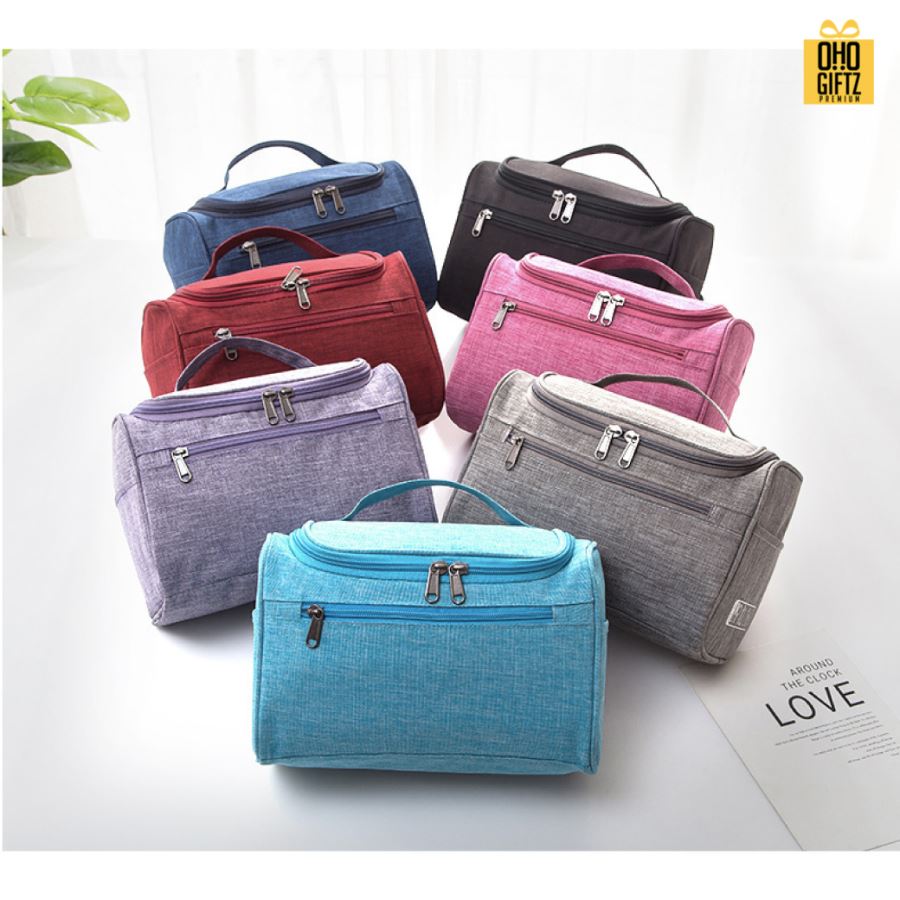 กระเป๋าเครื่องสำอาง ผ้าoxford สกรีนโลโก้ ทำเป็นของพรีเมี่ยม