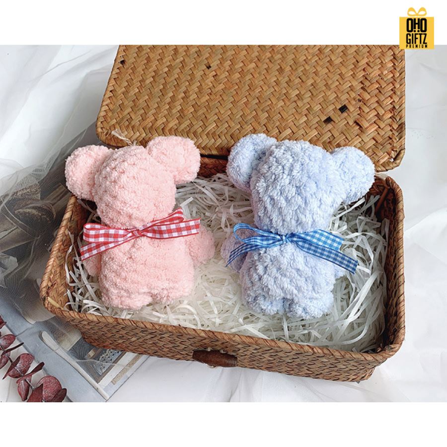 ผ้าเช็ดหน้าผ้าขนหนูหมีน้อย ผลิตโลโก้  เย็บลาเบล ทำเป็นของพรีเมี่ยมได้