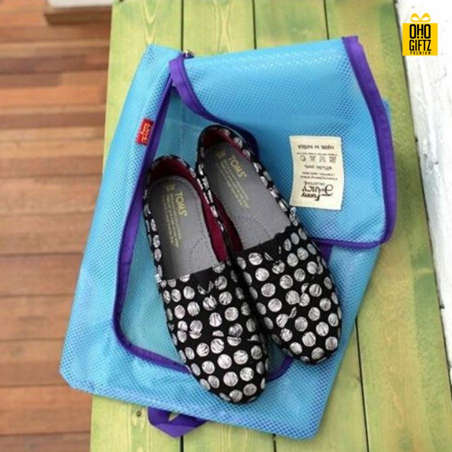 ถุงตาข่ายเก็บรองเท้า สกรีนชื่อ สกรีนโลโก้ ทำเป็นของพรีเมี่ยมได้