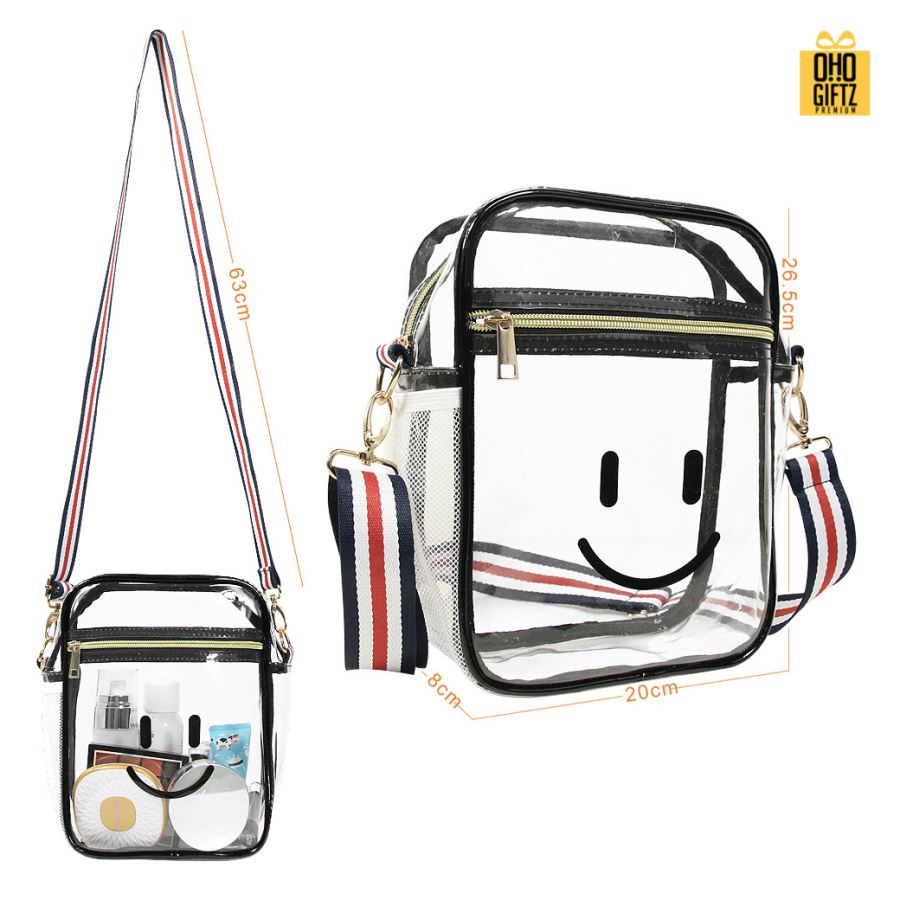กระเป๋าสะพาย PVC ใส สกรีนโลโก้  ทำเป็นของพรีเมี่ยมได้