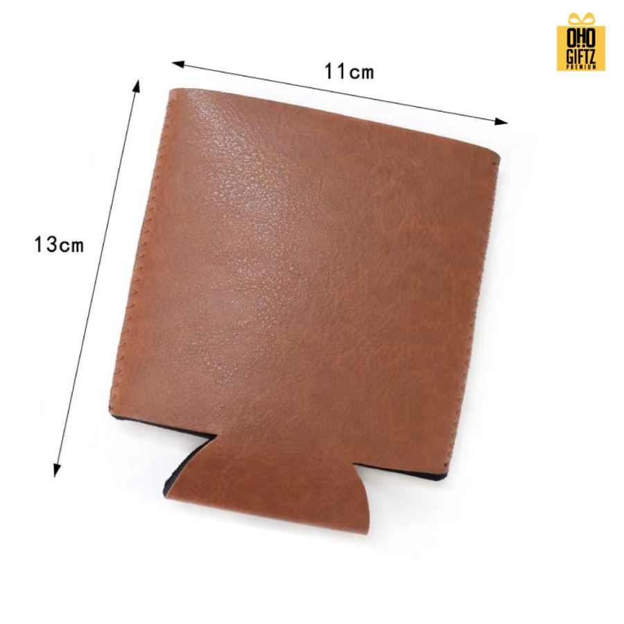 ปลอกหนัง PU หุ้มกระป๋องน้ำอัดลม สกรีนโลโก้ ทำเป็นของพรีเมี่ยม ของชำร่วย ของที่ระลึก