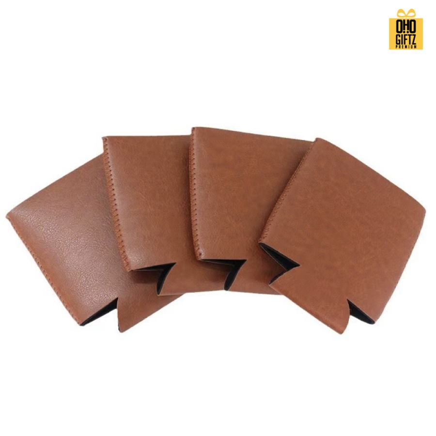 ปลอกหนัง PU หุ้มกระป๋องน้ำอัดลม สกรีนโลโก้ ทำเป็นของพรีเมี่ยม ของชำร่วย ของที่ระลึก