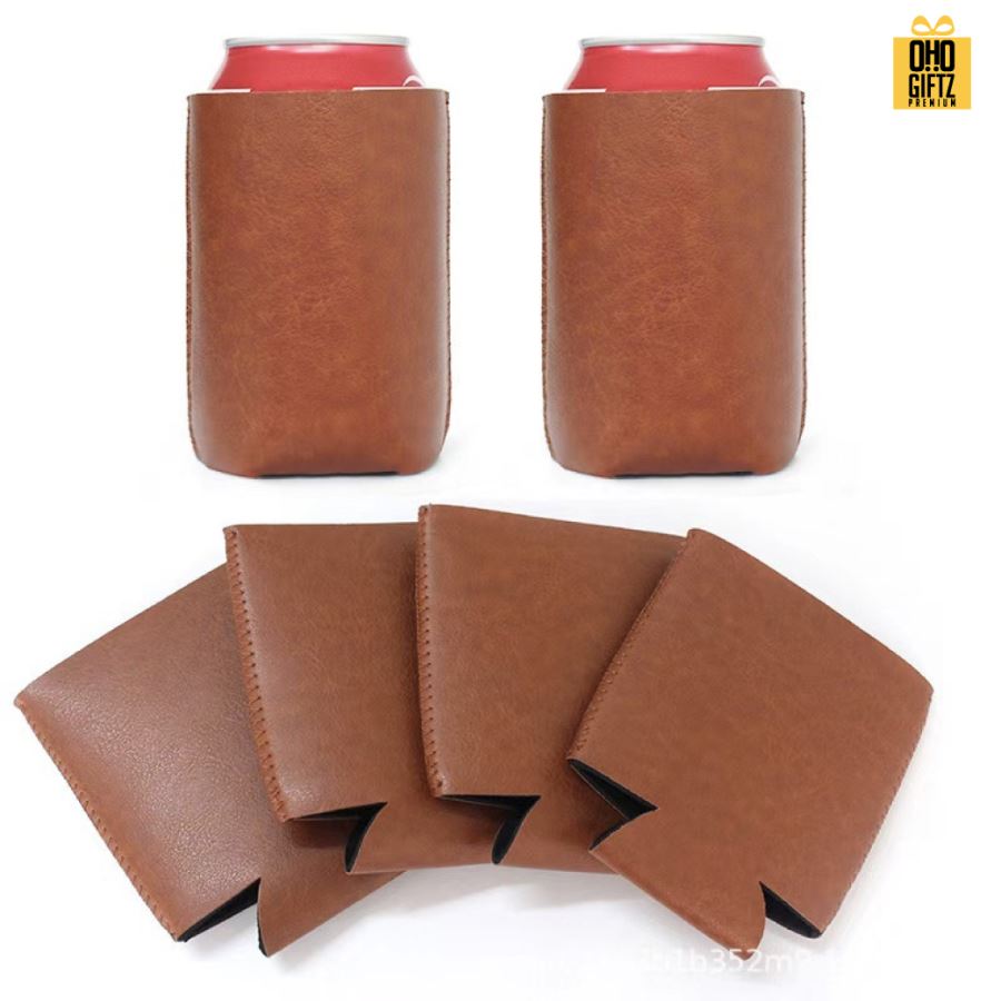 ปลอกหนัง PU หุ้มกระป๋องน้ำอัดลม สกรีนโลโก้ ทำเป็นของพรีเมี่ยม ของชำร่วย ของที่ระลึก