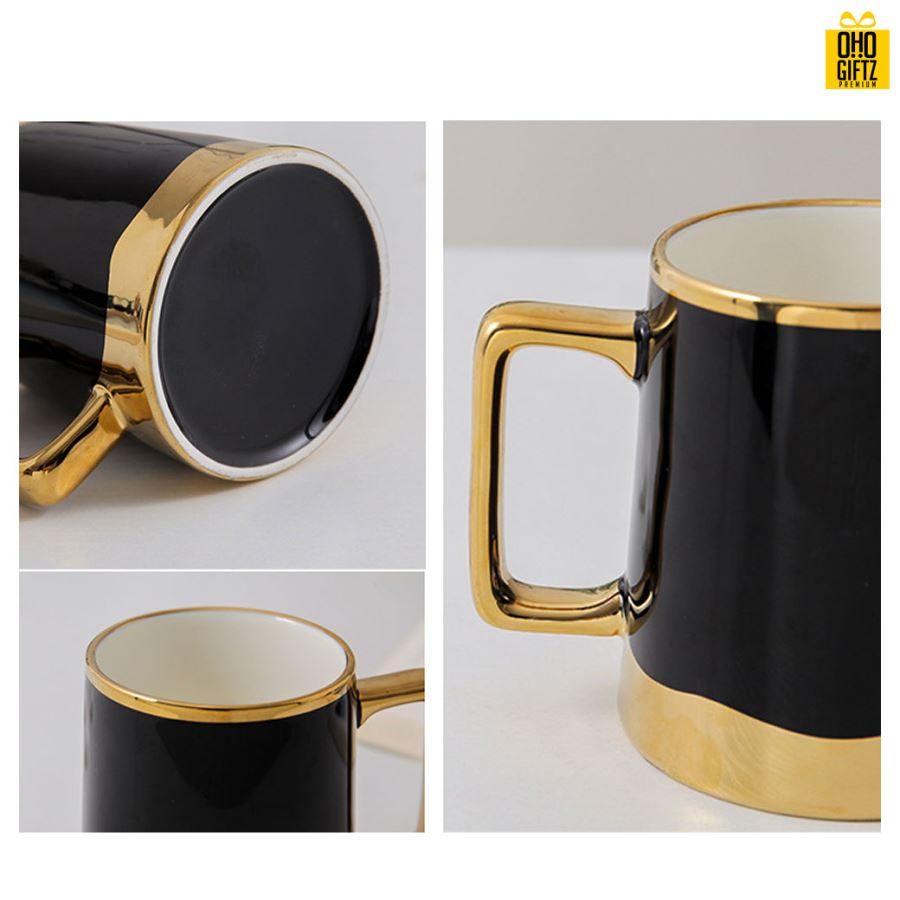 แก้วเซรามิกขอบทอง สกรีนชื่อ สกรีนโลโก้  ทำเป็นของพรีเมี่ยมได้