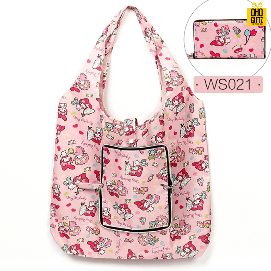 กระเป๋าช้อปปิ้งพับเก็บได้ สกรีนชื่อ, โลโก้ 