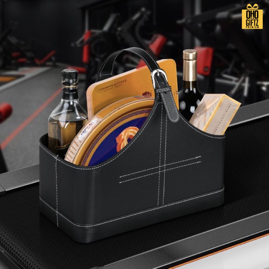 ตะกร้าหนัง PU สกรีนโลโก้ ทำเป็นของพรีเมี่ยม 