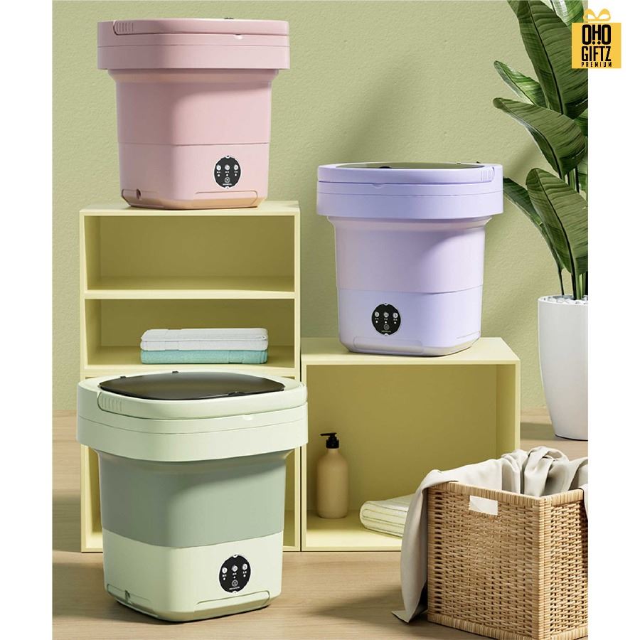 เครื่องซักผ้าแบบพกพาพับเก็บได้ สกรีนโลโก้ ทำเป็นของพรีเมี่ยม ของชำร่วยได้