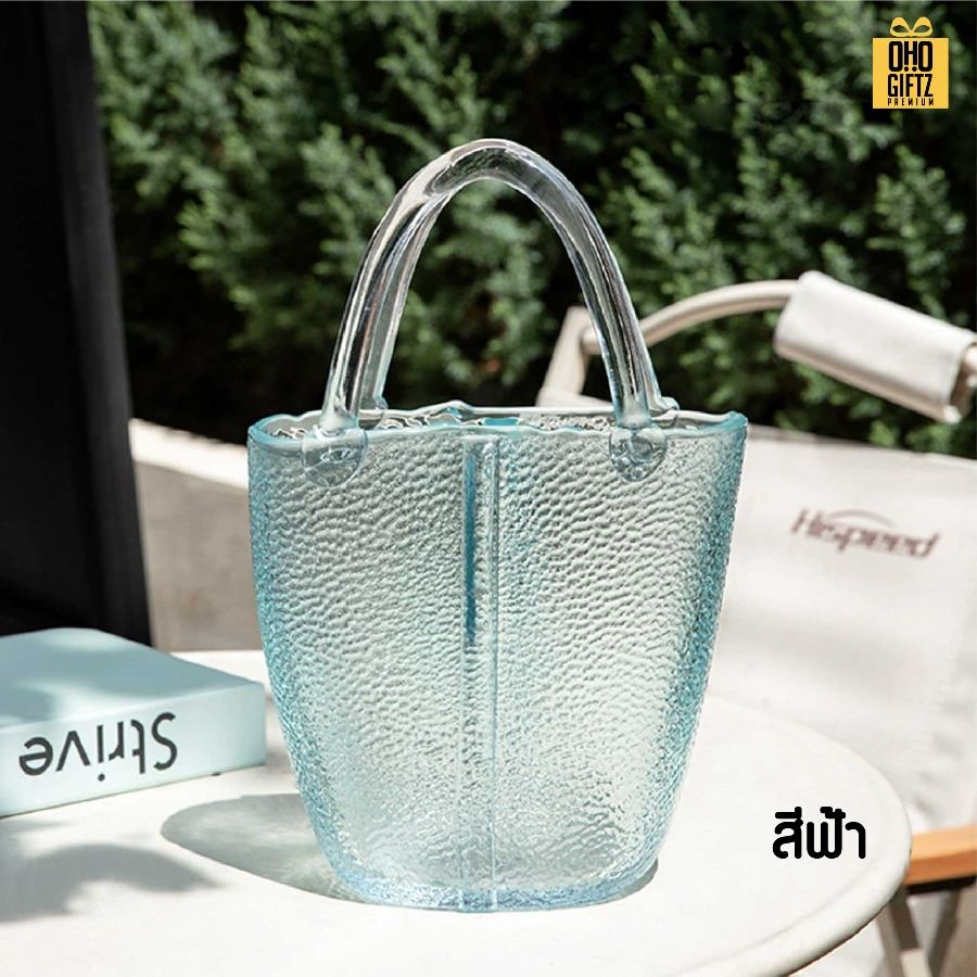 แจกันทรงกระเป๋าถือ สกรีนโลโก้ ทำเป็นของพรีเมี่ยม ของชำร่วยได้
