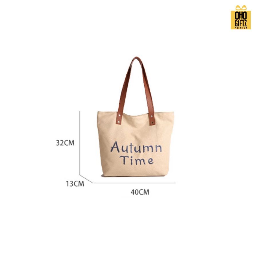 กระเป๋าแคนวาส สายหนัง PU ปรับแต่งได้ สกรีนโลโก้ ทำเป็นของพรีเมี่ยมได้