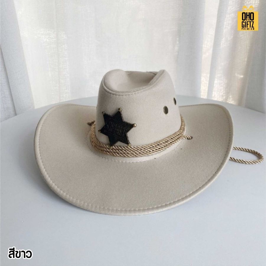 หมวกคาวบอยหนัง(เทียม)กลับ ราคาถูกสกรีนโลโก้ ทำเป็นของพรีเมี่ยม ของที่ระลึกได้