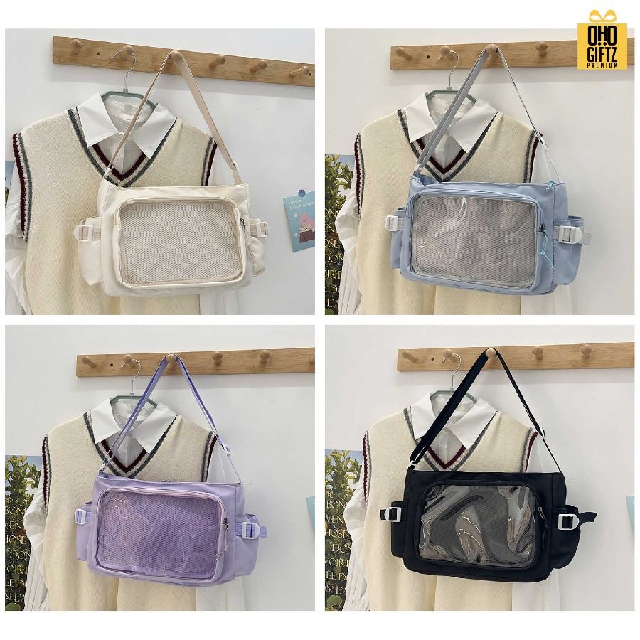 กระเป๋าสะพาย ช่องหน้า PVC สกรีนโลโก้ ทำเป็นของพรีเมี่ยมได้