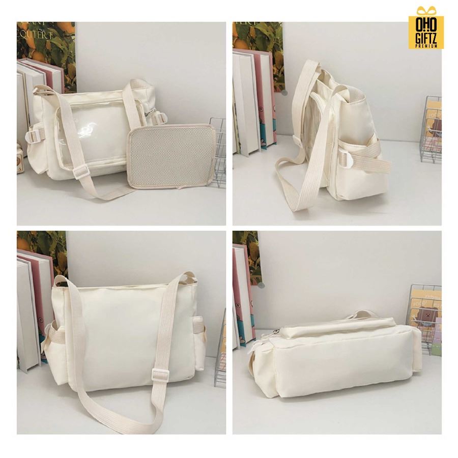 กระเป๋าสะพาย ช่องหน้า PVC สกรีนโลโก้ ทำเป็นของพรีเมี่ยมได้