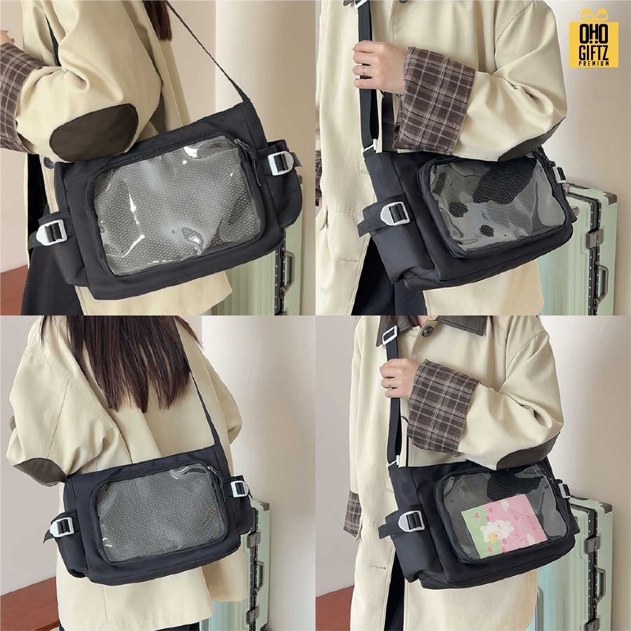 กระเป๋าสะพาย ช่องหน้า PVC สกรีนโลโก้ ทำเป็นของพรีเมี่ยมได้