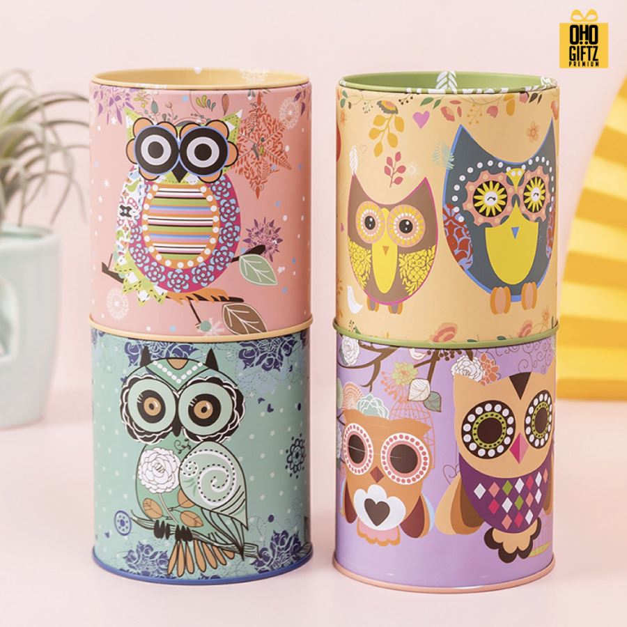 กระปุกออมสินโลหะคละลาย สกรีนโลโก้ ทำเป็นของพรีเมี่ยม ของชำร่วยได้