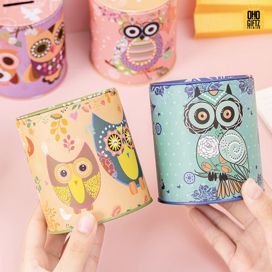 กระปุกออมสินโลหะคละลาย สกรีนโลโก้ ทำเป็นของพรีเมี่ยม ของชำร่วยได้