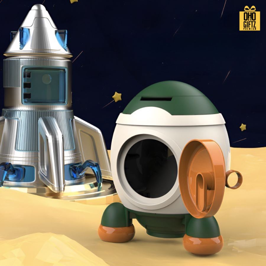 กระปุกออมสินยานอวกาศ  สกรีนโลโก้ ทำเป็นของพรีเมี่ยม ของชำร่วยได้