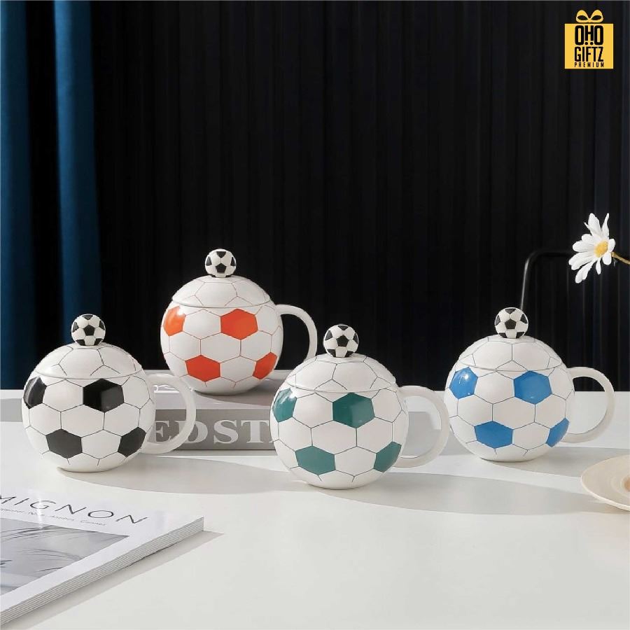 ชุดถ้วยน้ำเซรามิคฟุตบอล สกรีนชื่อ สกรีนโลโก้ ทำเป็นของพรีเมี่ยมได้