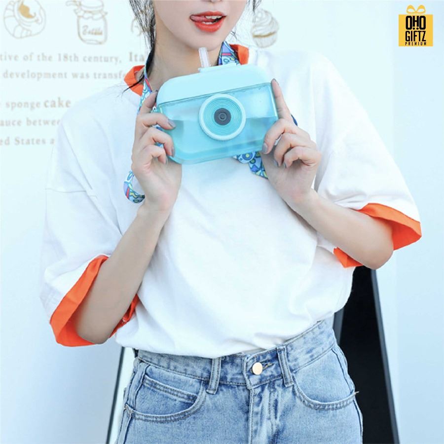 กระติกน้ำทรงกล้องถ่ายรูป สกรีนโลโก้ ทำเป็นของพรีเมี่ยมได้