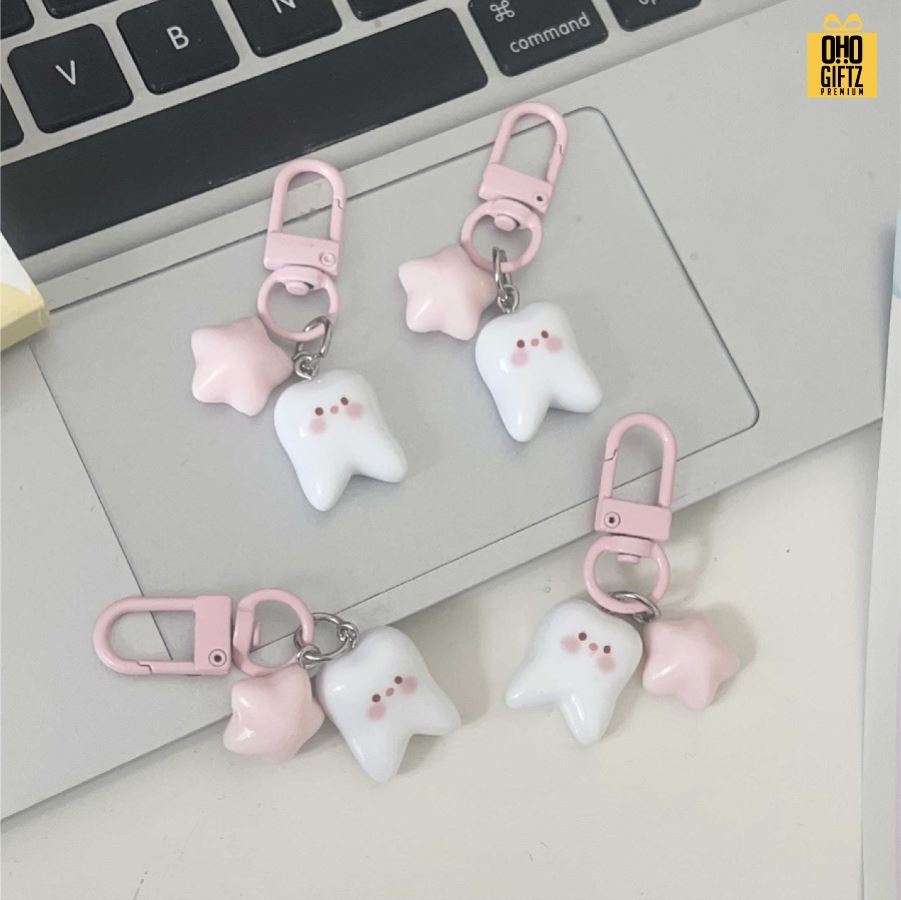 พวงกุญแจฟันน่ารัก สกรีนโลโก้ ทำเป็นของพรีเมี่ยม ของชำร่วยได้