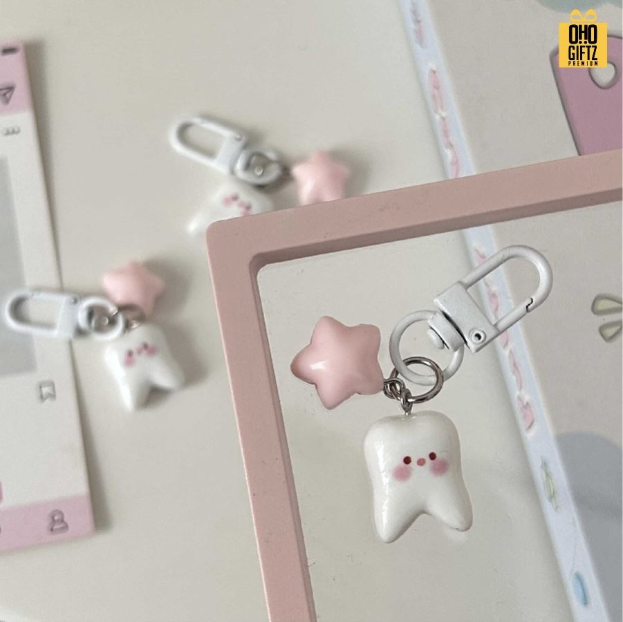 พวงกุญแจฟันน่ารัก สกรีนโลโก้ ทำเป็นของพรีเมี่ยม ของชำร่วยได้