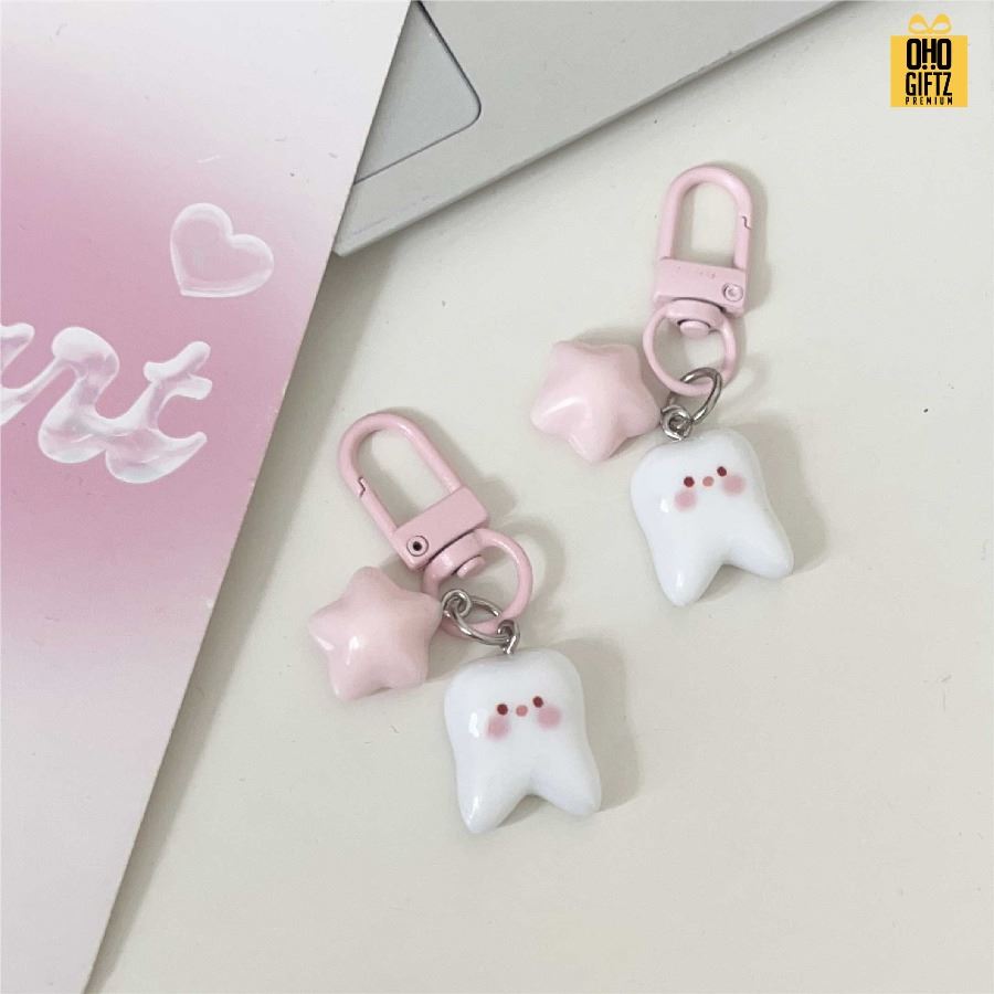 พวงกุญแจฟันน่ารัก สกรีนโลโก้ ทำเป็นของพรีเมี่ยม ของชำร่วยได้