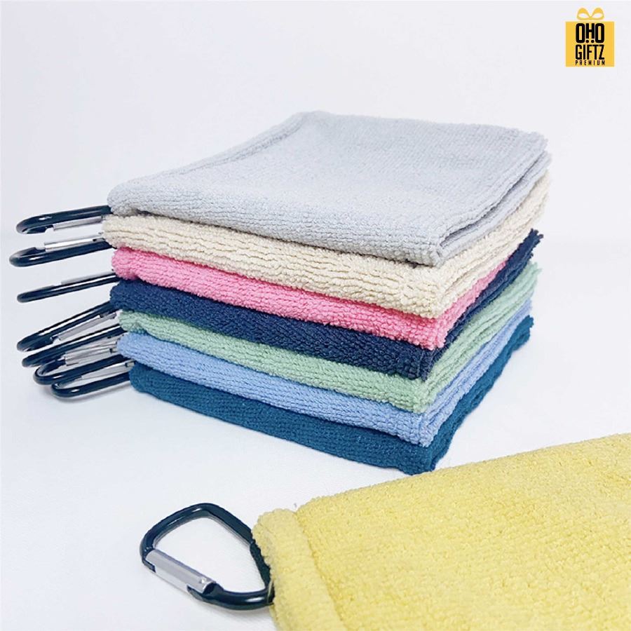 พวงกุญแจผ้าเช็ดลูกกอลฟ์ สกรีนโลโก้ ทำเป็นของพรีเมี่ยม ของชำร่วยได้