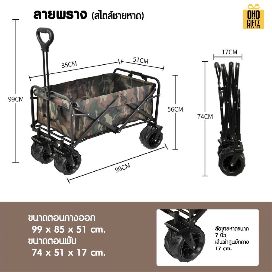 รถเข็นพับได้ สกรีนโลโก้ ทำเป็นของพรีเมี่ยมได้