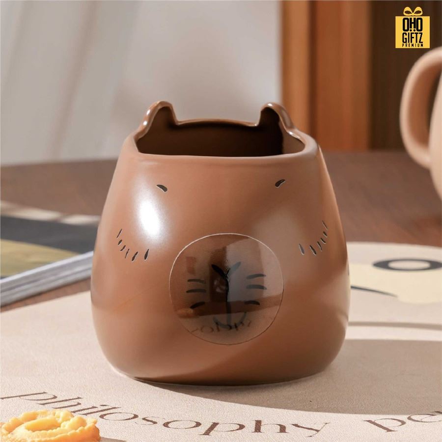 แก้วเซรามิคคาปิบาร่า สกรีนชื่อ สกรีนโลโก้ ทำเป็นของพรีเมี่ยมได้