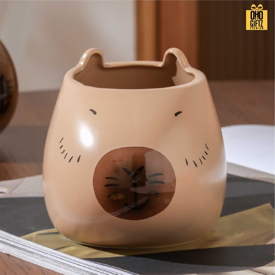 แก้วเซรามิคคาปิบาร่า สกรีนชื่อ สกรีนโลโก้ ทำเป็นของพรีเมี่ยมได้